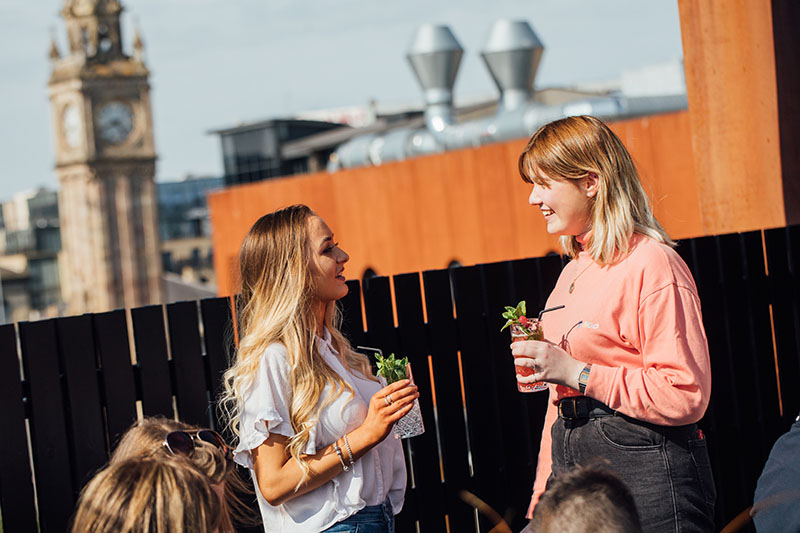 Beckie and Emma rooftop bar babel 800x533 HF